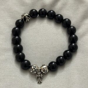 SOLD: Chrome Hearts Onyx Bracelet with Silver Charms